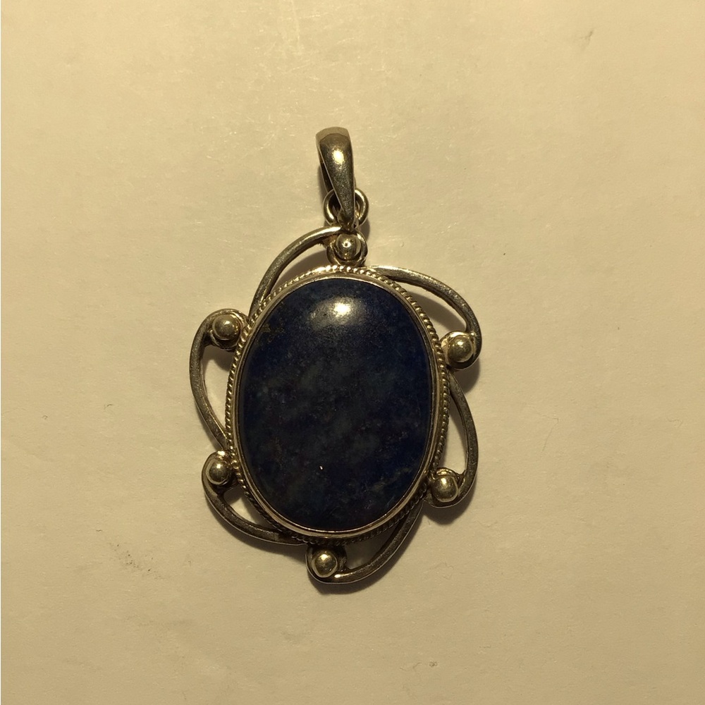 Blue and Silver Vintage Style Pendant 925 Silver